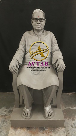 Marble Human Male Sitting Statue on Chair Clay Model